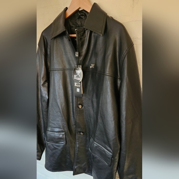 Emporio Armani Emporio Collezione soft faux black leather jacket mens medium - Picture 4 of 12